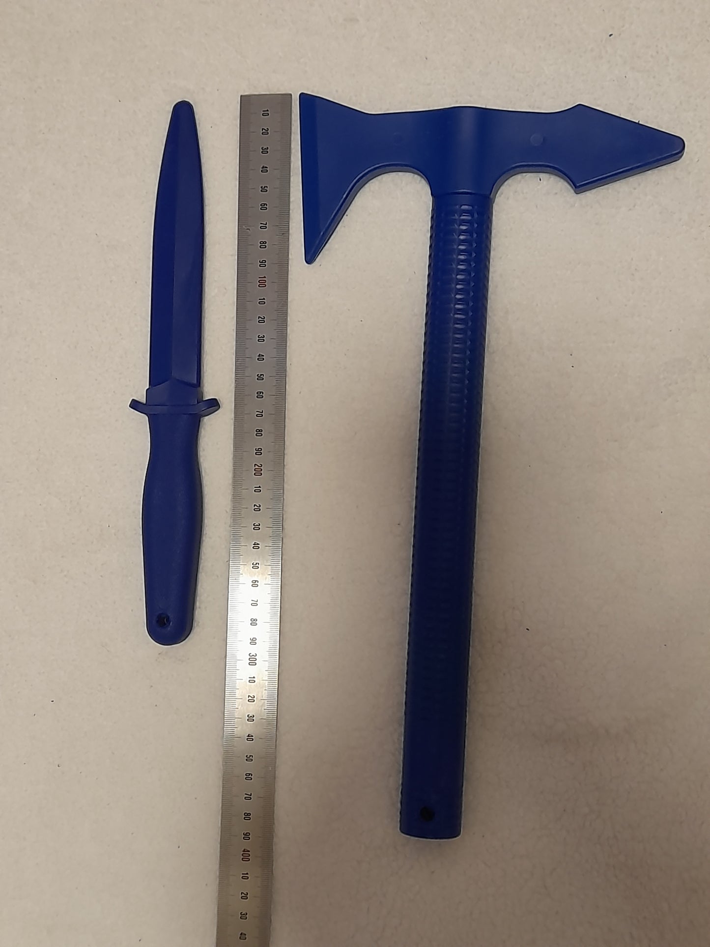 SET - Polypropylene Training Axe and Safe Dummy Knife for Martial Arts Blue PP